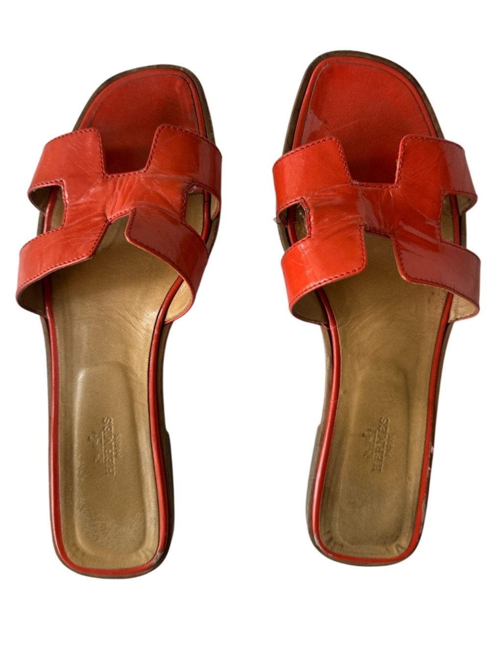 Hermes Oran Women’s Sandals Orange Size 40.5 - Picture 10 of 11